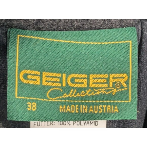 GEIGER Pure New Wool Skirt SZ 38 28-30" Stretchable Waist Black Vintage Academia - Picture 3 of 12